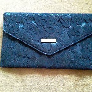IMAN Black lace envelope clutch